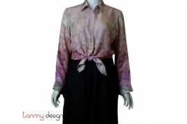 Silk shirt with pink lotus